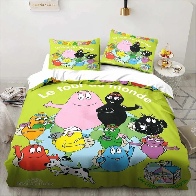 Barbapapa 3D Cartoon Bettwäscheset aus Mikrofaser mit Bettbezug und Kissenbezügen, Mehrfarbig, B/H: 260 x 220 cm - Bild 2