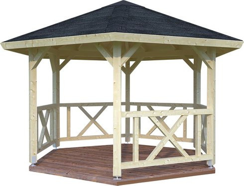 PALMAKO Pavillon Betty 1 in braun mit Spitzdach und sechseckiger Form, B/H/T: 423 x 313 x 423 cm - Bild 1