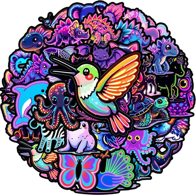 Rspctou Neon-Tier-Aufkleber, 10-teiliges Set, multicolor - Bild 1