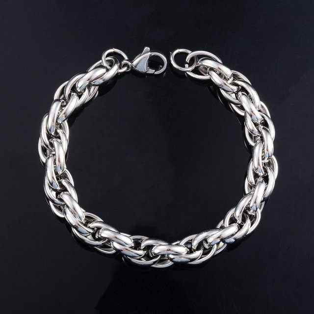 Armband Seilkette Edelstahl, silber, Unisex, 24cm - Bild 1
