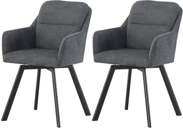 2er Set Stühle SOPHIE von xonox.home in Anthrazit aus Stoff mit Metallgestell, B/H/T: 53 x 87 x 62 cm - Bild 1