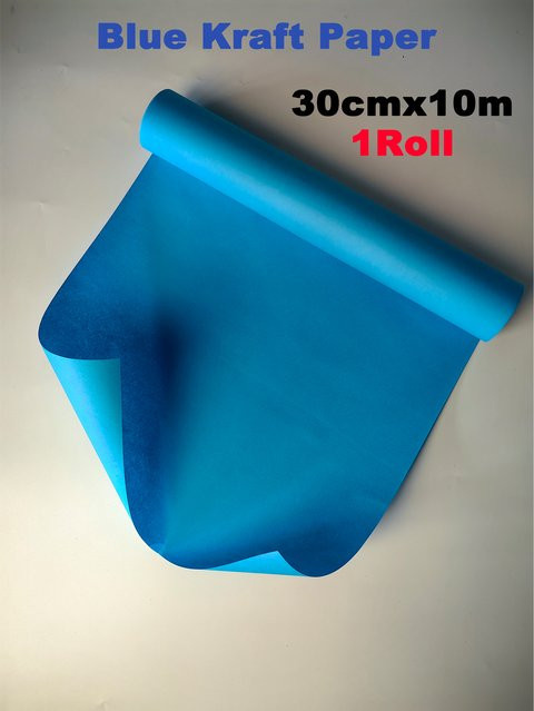 Blaue Kraftpapier Mini-Rolle für Geschenkverpackungen und Bastelarbeiten - Bild 1