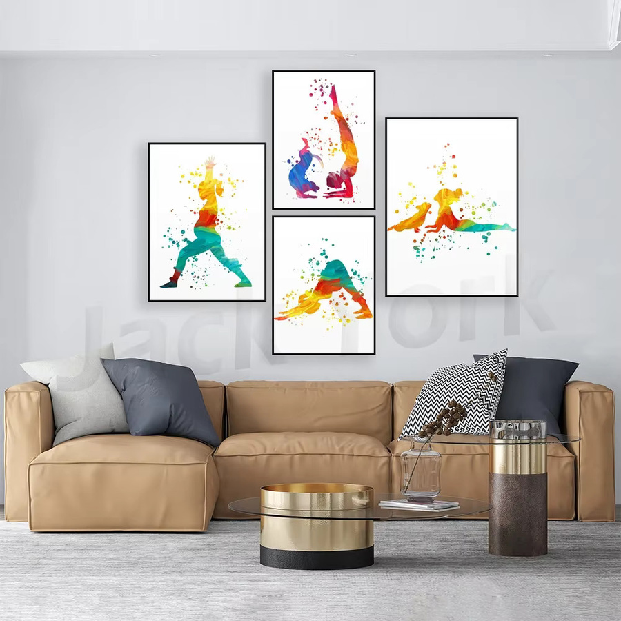 ReachMani Yoga Girl Silhouette Wandkunst Poster als Digitaler Download, Modernes Abstract Grafik Poster in Mehrfarbig, Rechteckiges Yoga Studio Dekor - Bild 2