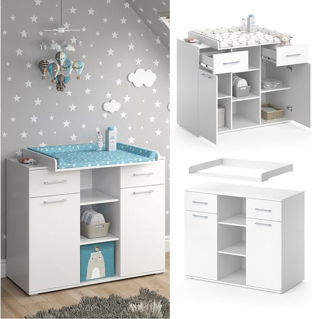Vicco Wickelkommode Leonie mit Wickelaufsatz in Weiß - Bild 1