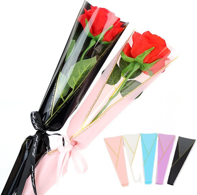 50 Stück transparente Zellophan-Blumenbeutel für Rosen und Blumenbouquets zum Valentinstag - Bild 1