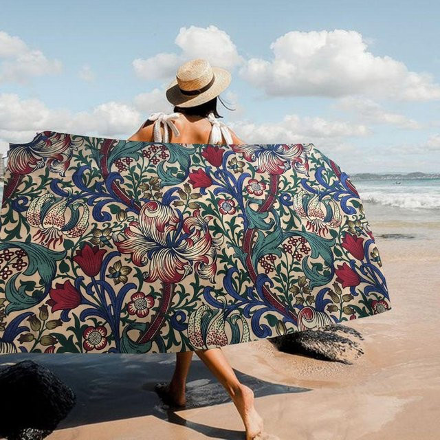 JMG Household Supplies William Morris Cartoon Strandtuch aus Baumwolle und Mikrofaser, Multicolour, Breite: 30 cm, Höhe: 30 cm - Bild 1