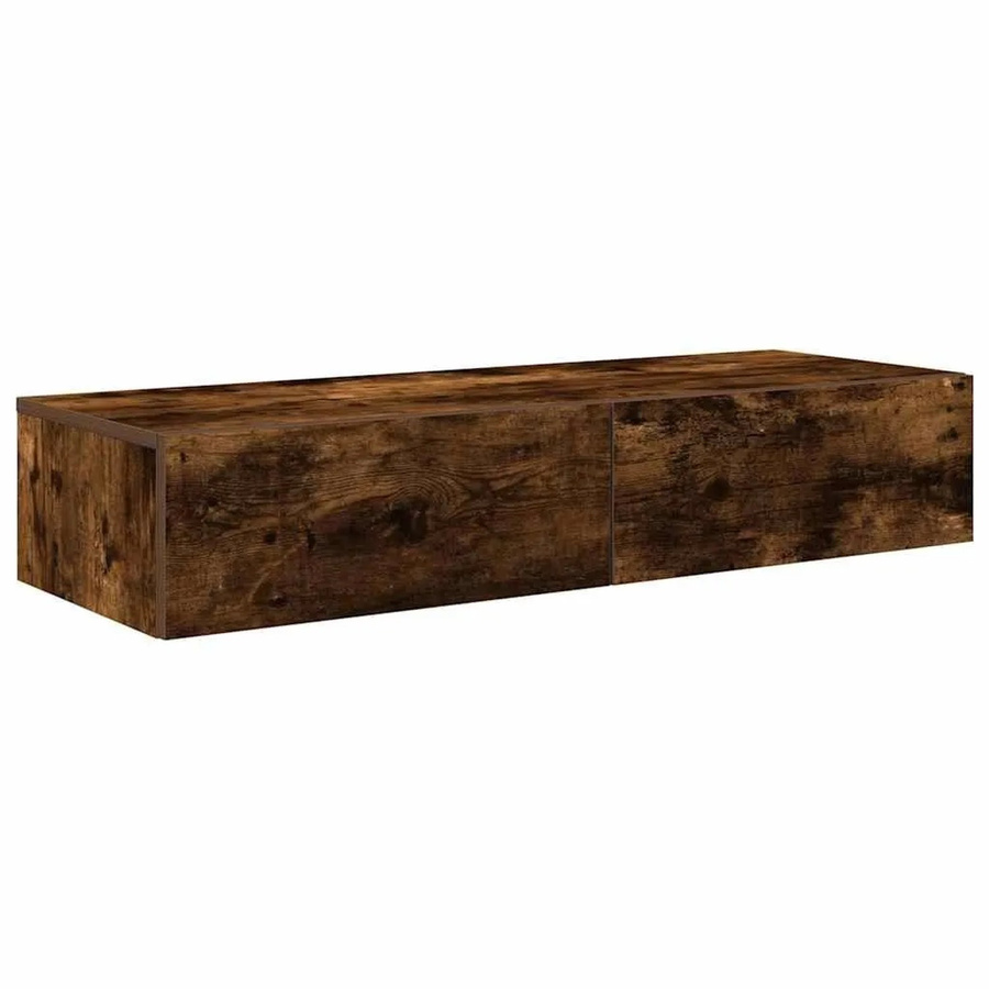 vidaXL Wandregal mit Schubladen aus Holzwerkstoff in Räuchereiche, B/T/H: 100 x 36 x 19 cm - Bild 2