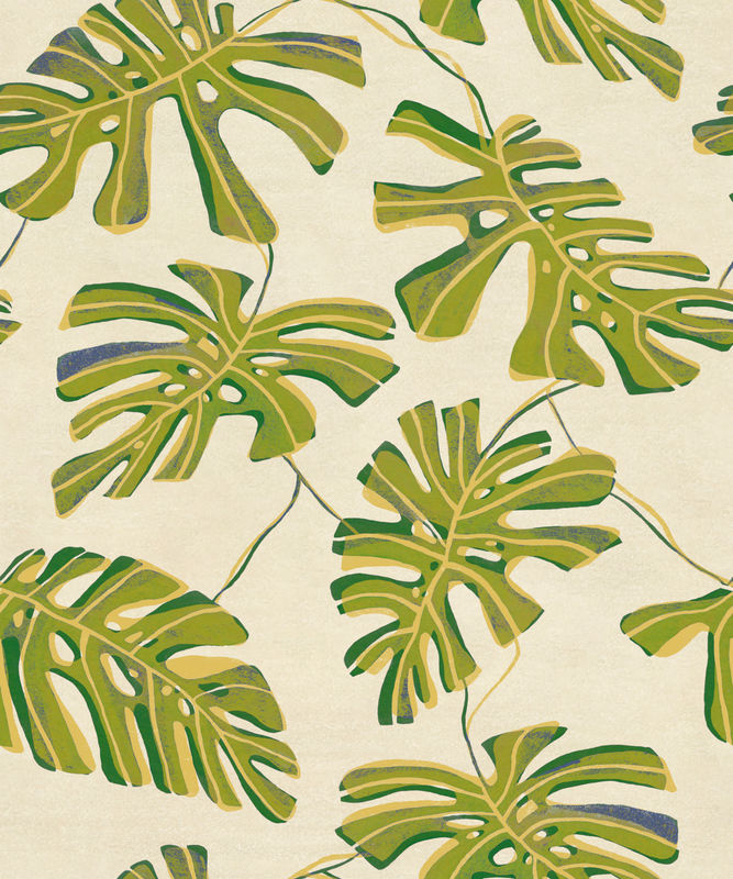 Tres Tintas Tapete Monstera Lima in Grün mit botanischem Blattmuster - Bild 3