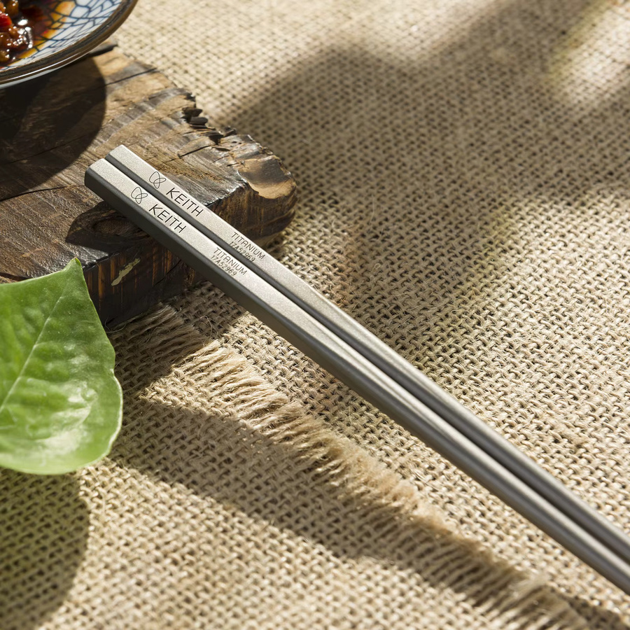 KEITH Titan-Stäbchen aus reinem Titan in Silber Matt, 23 cm Länge, antibakteriell und rutschfest - Bild 3