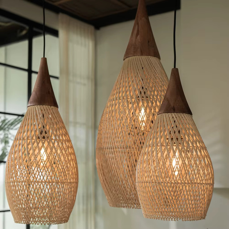 JOYINLED Vintage Rattan Pendelleuchte im Boho-Stil, runde Deckenhängelampe aus Korbgeflecht für Wohnzimmer und Esszimmer, E27, Warmweiß - Bild 3
