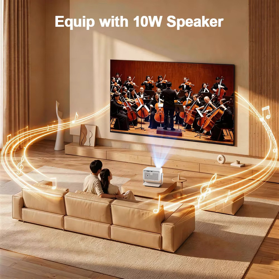 PROGAGA Tragbarer 4K UHD Projektor PG370Max in Weiß mit 700 ANSI Lumen, 1080P Auflösung und 10W HIFI-Lautsprecher für dein Heimkino - Bild 5