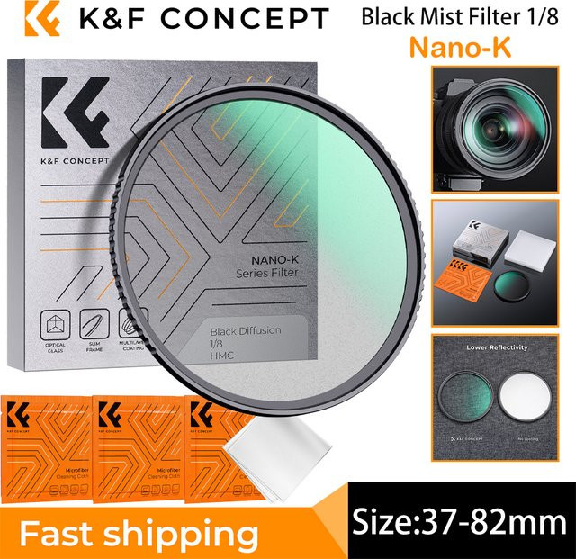 K&F CONCEPT Nano K Serie Diffusionsfilter Set Schwarz mit 18 Mehrschichtbeschichtungen und Reinigungstuch - Bild 1