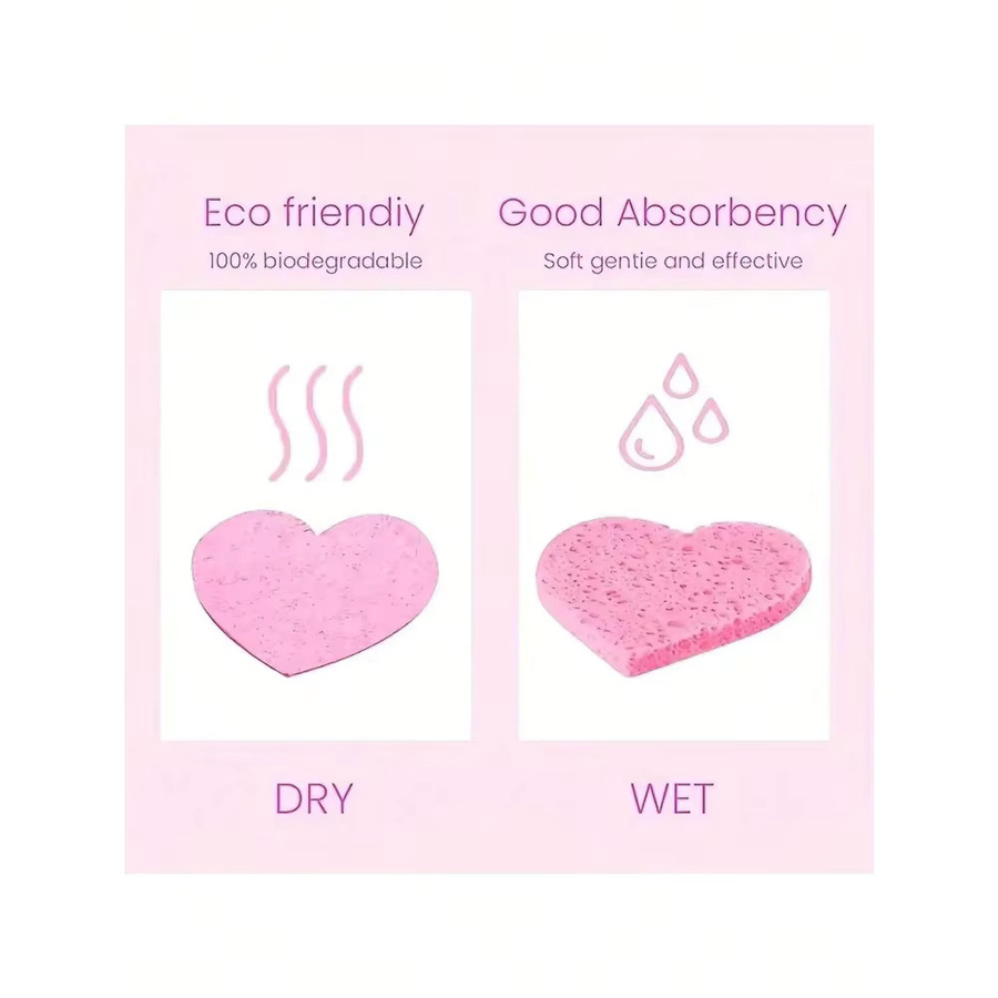 YOCITY Gesichtsschwämme Herzform, Naturholzpulp, Unisex - Bild 2