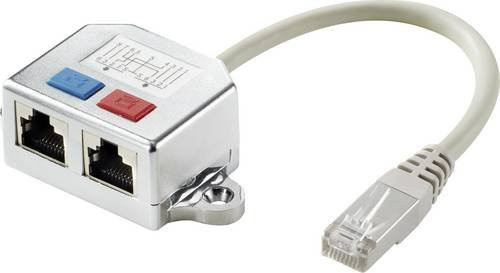 Renkforce RJ45 Netzwerk T-Adapter CAT 6 Ethernet LAN Adapter in Silber mit 2x RJ45-Buchse und 1x RJ45-Stecker - Bild 1