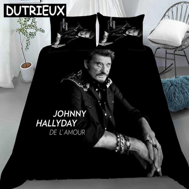 Johnny Hallyday Bettwäscheset mit Motiv, Farbe Schwarz, B/H: 140 x 210 cm - Bild 1