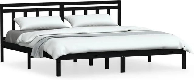 vidaXL Massivholzbett aus Kiefer in Schwarz im rustikalen Design B/T/H: 200 x 200 x 206 cm - Bild 1