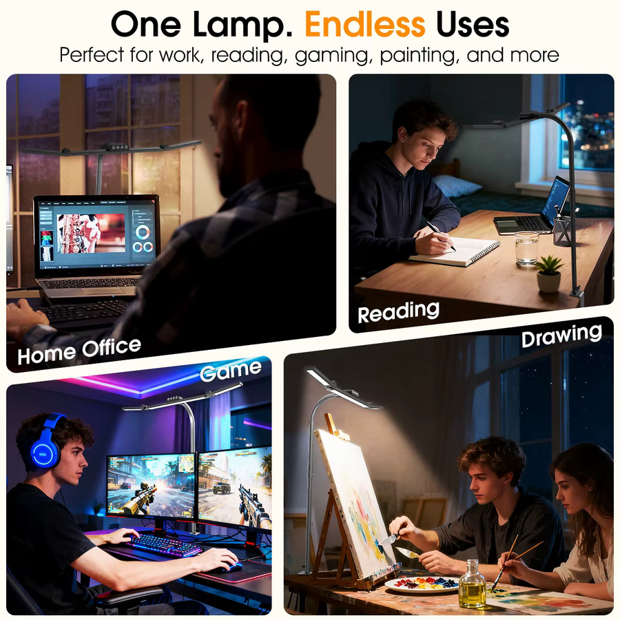 bRIGHLET LED-Schreibtischlampe mit Klemme, dimmbare und flexible Bürolampe in Schwarz - Bild 3