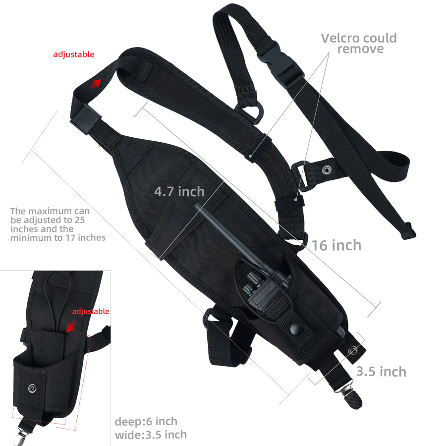 KUNN Universal Einseitiges Funkgerät-Schulterholster für Motorola und Baofeng, Walkie Talkie Halterung in Schwarz - Bild 3