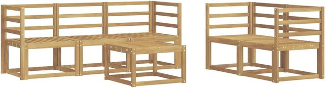 vidaXL Outdoor-Sofagarnitur 6-teilig aus Akazienholz in Weiß, B/T/H: 59 x 59 x 37 cm - Bild 1