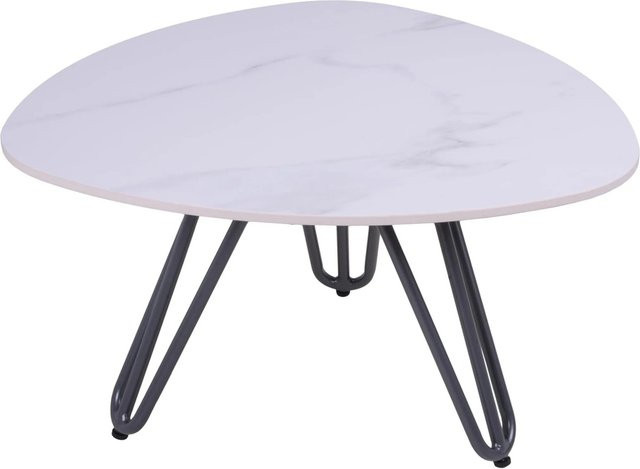 DELUKE Gartentisch KARL aus Aluminium und gesintertem Stein in Grau, quadratischer Terrassentisch für Outdoor und Wetterfestigkeit, B/T/H: 68 x 68 x 39 cm - Bild 1