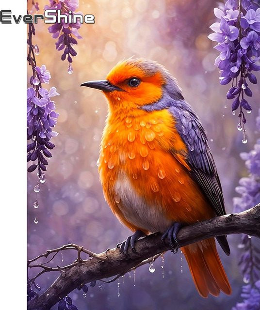 Evershine Diamant Mosaik DIY Set Vogel als 5D Kreuzstich Stickerei in Mehrfarbig mit runden Steinen zur Wanddekoration - Bild 1