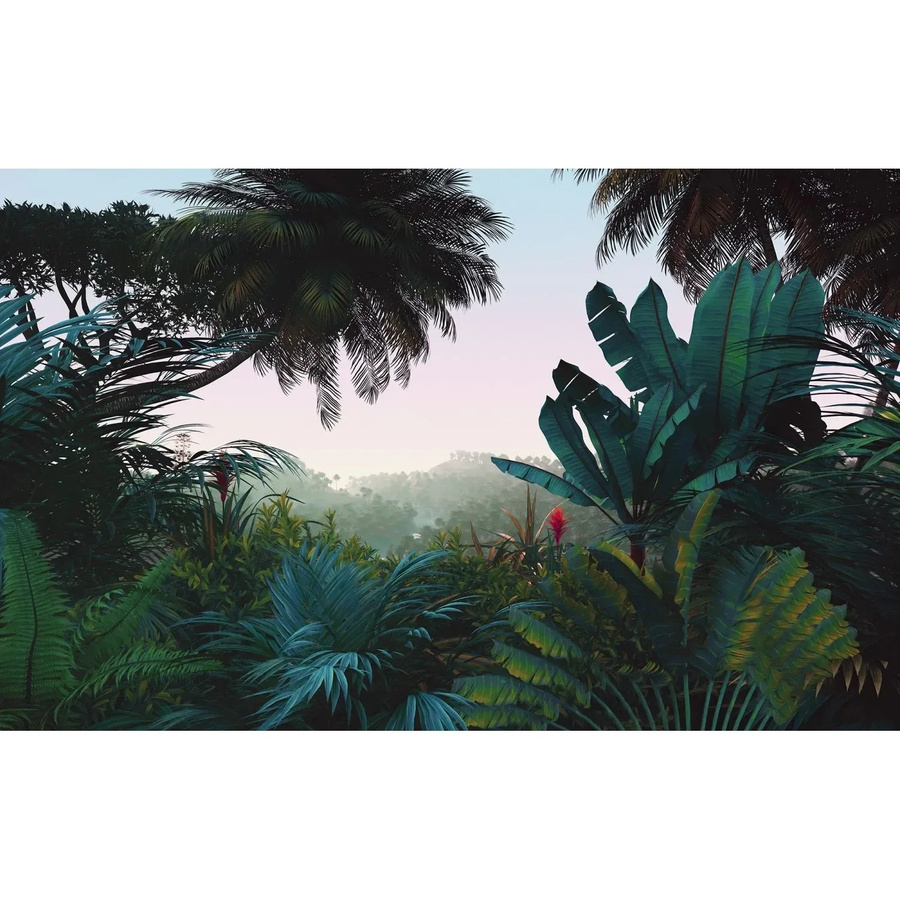 Komar Fototapete Jungle Morning in Grün und Petrolblau, B: 400 cm, H: 250 cm - Bild 2