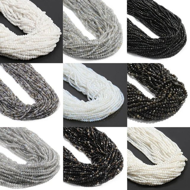 Kuoyu Spacer Perlen, Obsidian, Mondstein, Labradorit, Schwarz, Unisex - Bild 1
