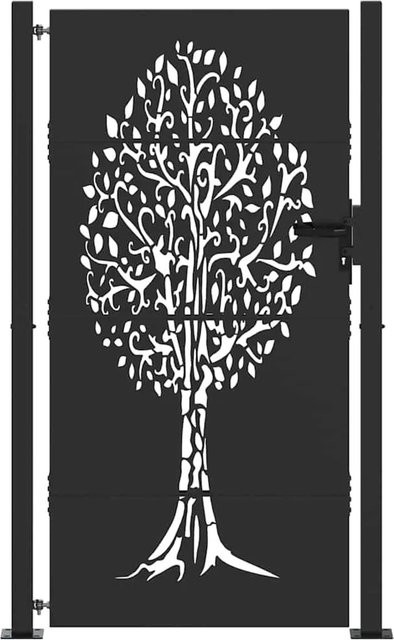 vidaXL Gartentor Schwarz aus pulverbeschichtetem Stahl, B/H: 105 x 200 cm - Bild 1