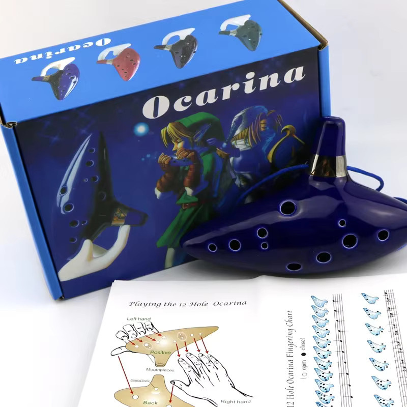 Bandai Ocarina Ceramic Legend Of 12 Tones Alto C Keramik-Ocarina Musikinstrument mit Liederbuch, Halsschnur und Halskordel - Bild 3