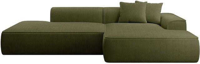 Erynel Ecksofa in Khaki ohne Schlaffunktion mit Cord-Bezug, Breite: 305 cm - Bild 1