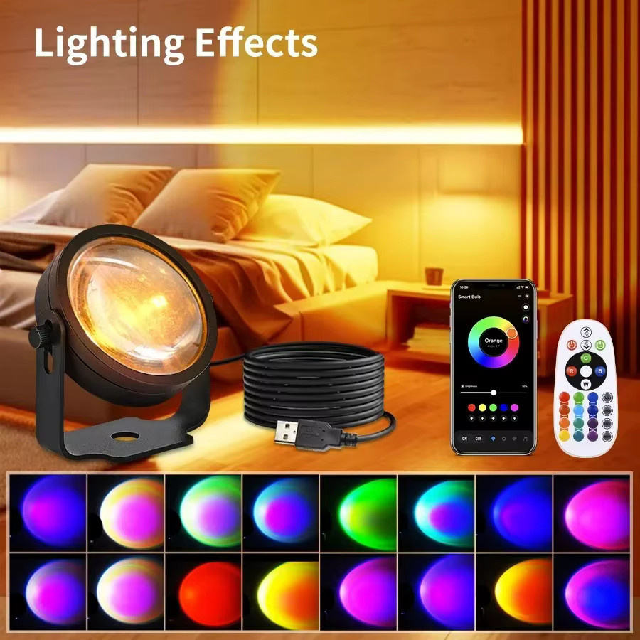 Tuya Smart LED Sunset Projektor Lampe mit RGB Atmosphäre, App-Steuerung und IR Fernbedienung für Party und Fotografie - Bild 5