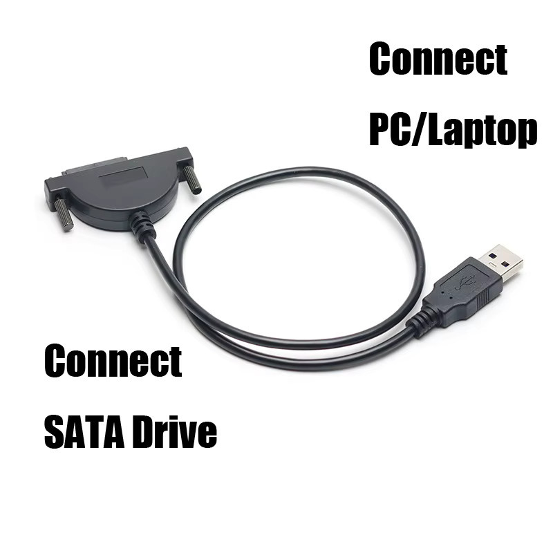 OULLX USB 2.0 zu SATA 7+6 Pin Adapter Kabel für optische CD/DVD-ROM Laufwerke in Schwarz - Bild 2