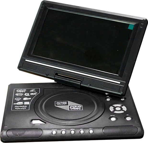Dreamburgh Tragbarer Mini-DVD-CD-EVD-Player in Schwarz mit 9,8 Zoll drehbarem Bildschirm und Fernbedienung - Bild 1