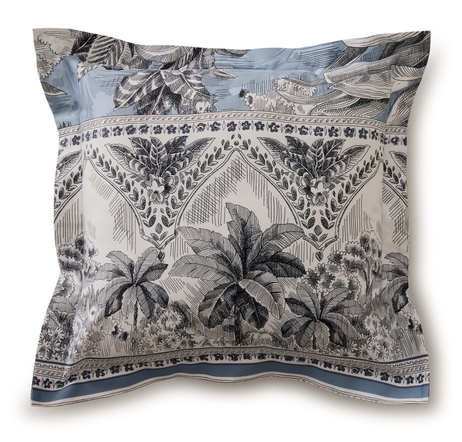 Bassetti Satin Kissenhülle BW Boboli in Hellblau mit floralem Design, B/H: 40 x 40 cm - Bild 1