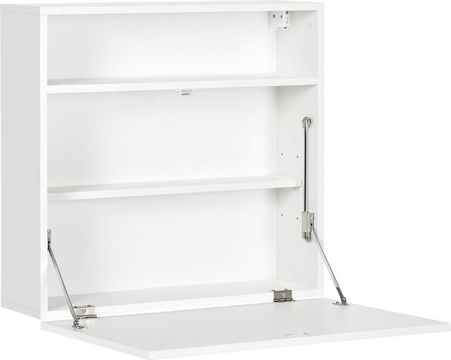 HOMCOM Wandtisch klappbar in Weiß mit Ablagefächern, moderner Schreibtisch für das Home-Office, B/T/H: 64 x 20 x 60 cm - Bild 1