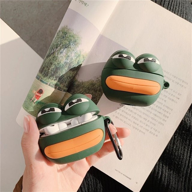 ZEKS 3D Frosch Silikon Schutzhülle für AirPods 1, AirPods 2 und AirPods Pro in Grün - Bild 1