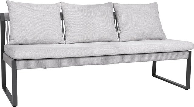 Stern Bank Tammo 3-Sitzer aus Aluminium in Anthrazit mit Kordel Stone und perlgrauem Kissen-Set aus 100% Polyacryl - Bild 1