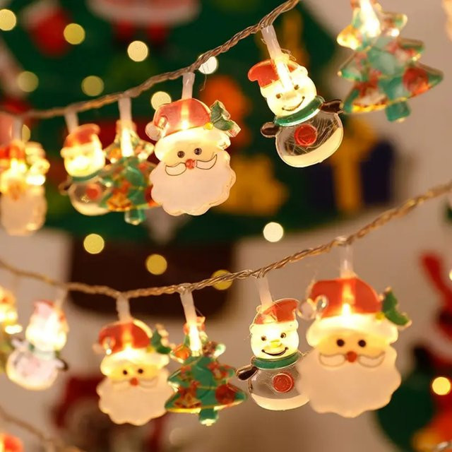 Peach Forest Weihnachts-Lichterkette mit Schneemann, Baum und Santa Claus in Multicolour für deine Weihnachtsdekoration im Innenbereich - Bild 1
