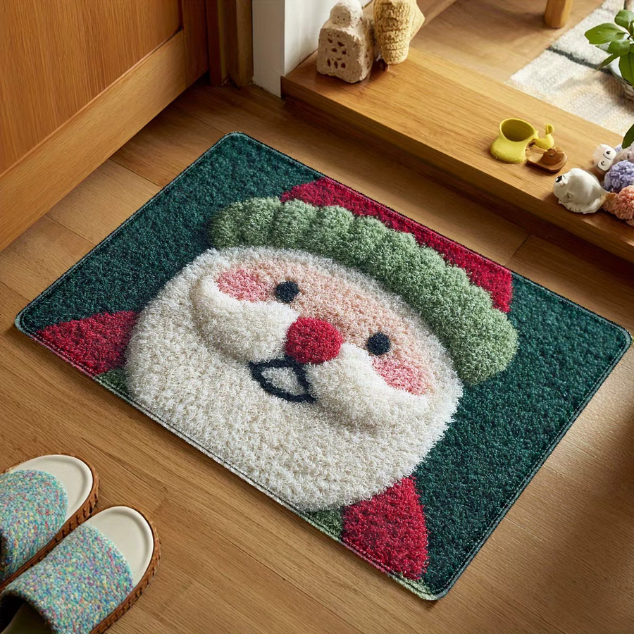 VIKAMA Teppich mit Weihnachtsmann-Motiv, rechteckig, mehrfarbig, maschinengefertigt, rutschfest und waschbar für Wohnzimmer, Schlafzimmer oder Flur - Bild 3