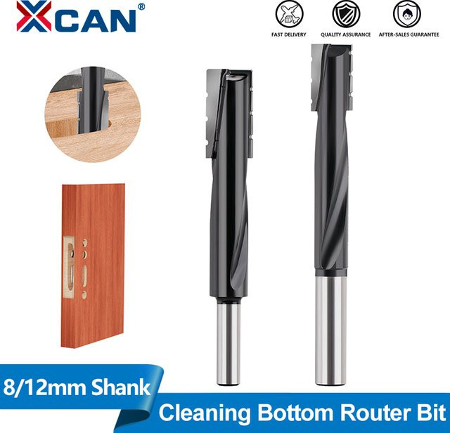XCAN Spiral-Reinigungsbodenfräser aus Hartmetall für die Holzbearbeitung, Farbe: Silber, Schaft: 8/12mm - Bild 1