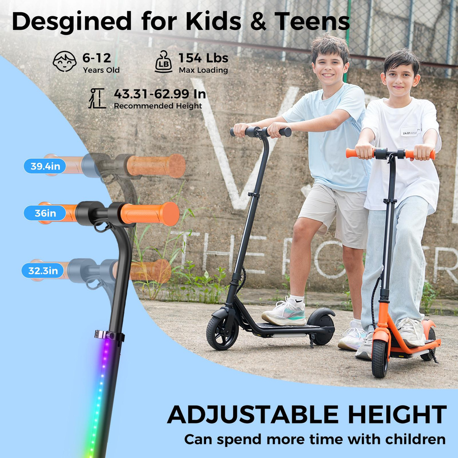 K2Pro Elektroroller Kinder orange 6-12 Years Old - Bild 5