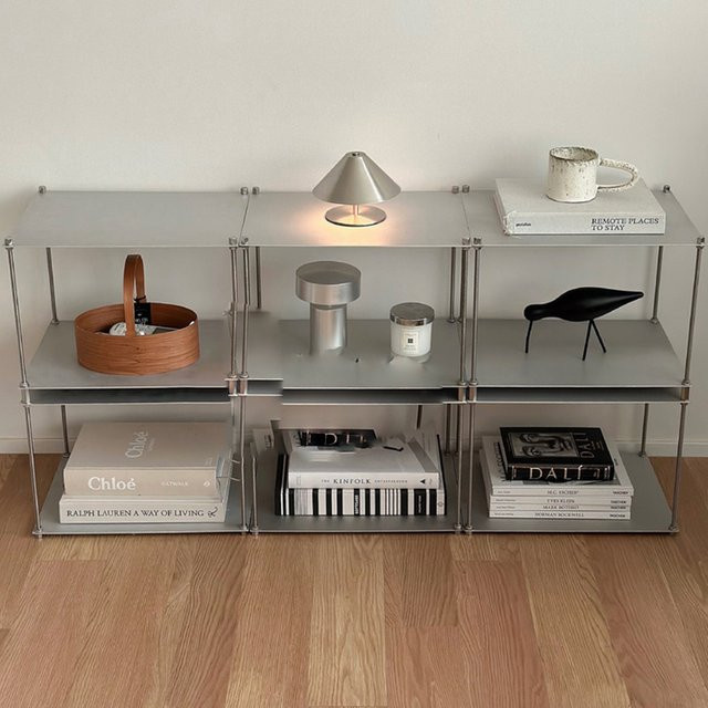 Modernes Aufbewahrungsschrank-Set von DUTRIEUX aus Metall für Wohnzimmer und Flur mit Türen und offenen Regalfächern - Bild 1