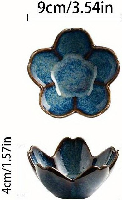 XYKK01 Blumenkeramik-Dekoschale in Blau als multifunktionaler Schreibtisch-Organizer und Schmuckaufbewahrungsplatte für Ringe, Ohrringe, Halsketten und Schlüssel - Bild 1