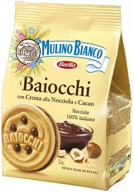 Mulino Bianco Baiocchi-Kekse mit Haselnusscreme und Kakaokrümeln 260 g - Bild 1