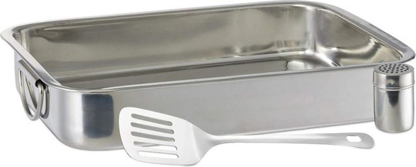 Relaxdays Auflaufform aus Edelstahl in Silber, 3-teiliges Set, B: 38 cm, T: 27 cm, H: 7 cm