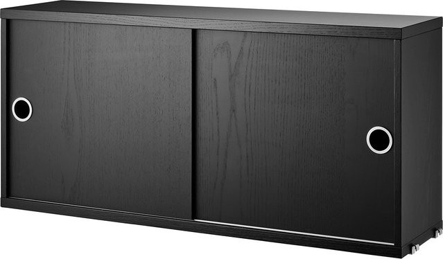 String Furniture Schrankelement SE mit Schiebetüren in Schwarz, B/H: 78 x 20 cm - Bild 1