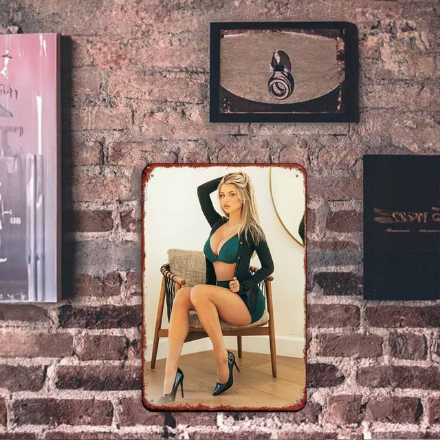 Retro Metallschild CIFBUY Wandaufkleber mit Motiv sexy Frau für Schlafzimmer, Garage, Bar oder Garten - Bild 1