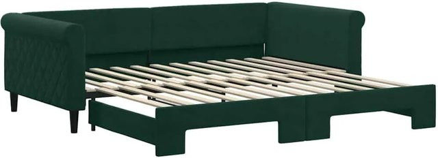 vidaXL Tagesbett aus Samt in Dunkelgrün mit Ausziehfunktion und Schubladen, B/T/H: 110 x 200 x 68 cm - Bild 1