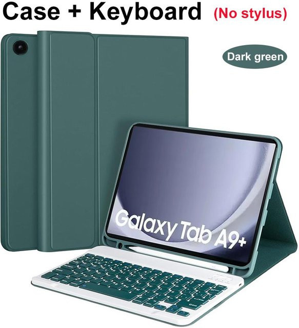 Samsung Galaxy Tab A9 Plus 11 Zoll Hülle mit Bluetooth Magnetischer Tastatur und Ständerabdeckung in Grün - Bild 1