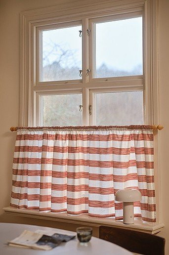 Jotex Caféhausvorhang gestreift in Braun und Weiß, Baumwolle, semi-transparent, B/H: 70 x 250 cm - Bild 1